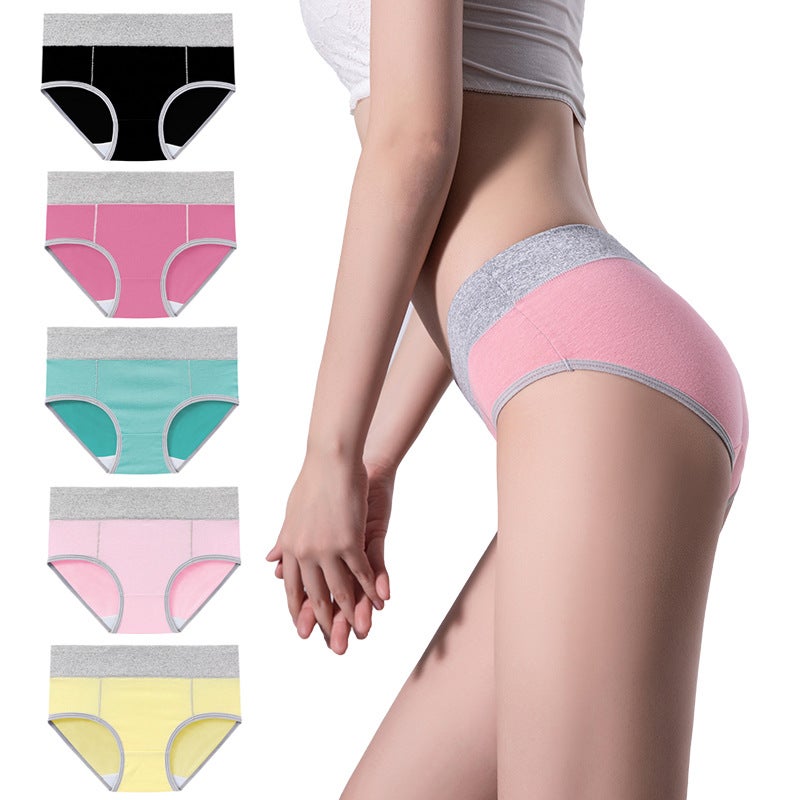 5-Piece Combination Waist Hip Spot Cotton Solid Color Underwear Ladies Plus Large Size - Image 2