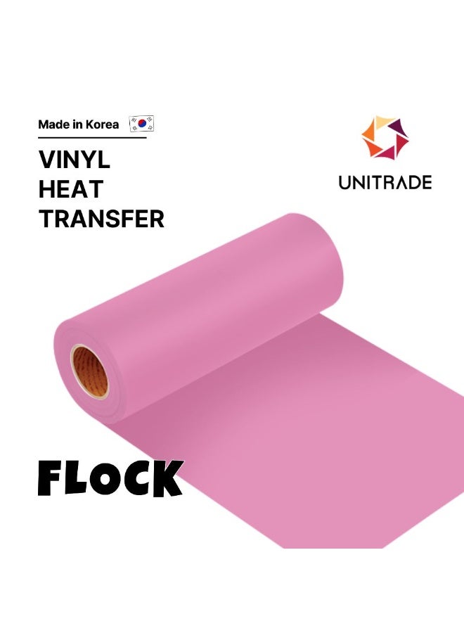 UNITRADE® Flock Pink Heat Transfer Vinyl Roll - 51cm x 25m / Compatible with Cricut, Silhouette, Professional Cutters / CPSIA Certified / Made in Korea - Image 1