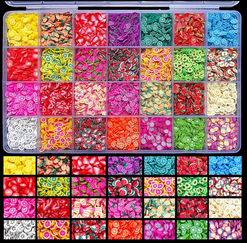 EHOPE 17500Pcs Polymer Fruit Slices for Nail Art - 3D Clay Slices for DIY Crafts, Cellphone Decorations (28 Styles) - Image 1