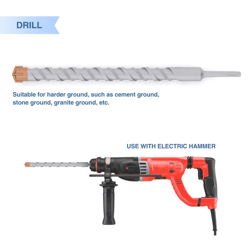 EK بت حفر مطرقة دوارة E&K 1-3/8 بوصة SDS Plus للتثبيت في الخرسانة والكتل الحجرية والأسمنت وتركيب سياج الألواح - Image 3