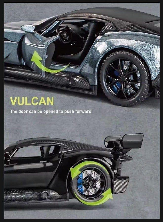FEXXA 1:32 Scale Aston Martin Vulcan Die-Cast Metal Car with Sport car Openable Doors Light and Sound,Pull Back Function Indoor Outdoor Toy for Kids (Grey) - Image 4