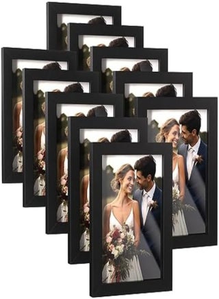 A4 Picture Frames,Set Of 10 Wooden Picture Frames, Tabletop Or Wall Display Decoration For Photos, Paintings, Landscapes, Posters, Artwork (Black)