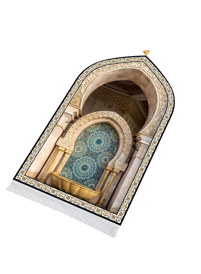 Sajada - Luxury Prayer Mat - Thick Foam, Extra Comfort Anti-Slip - 3D Mihrab - 70x120cm - Image 3