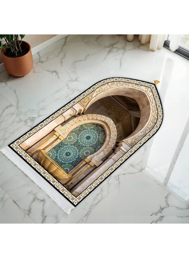 Sajada - Luxury Prayer Mat - Thick Foam, Extra Comfort Anti-Slip - 3D Mihrab - 70x120cm - Image 2