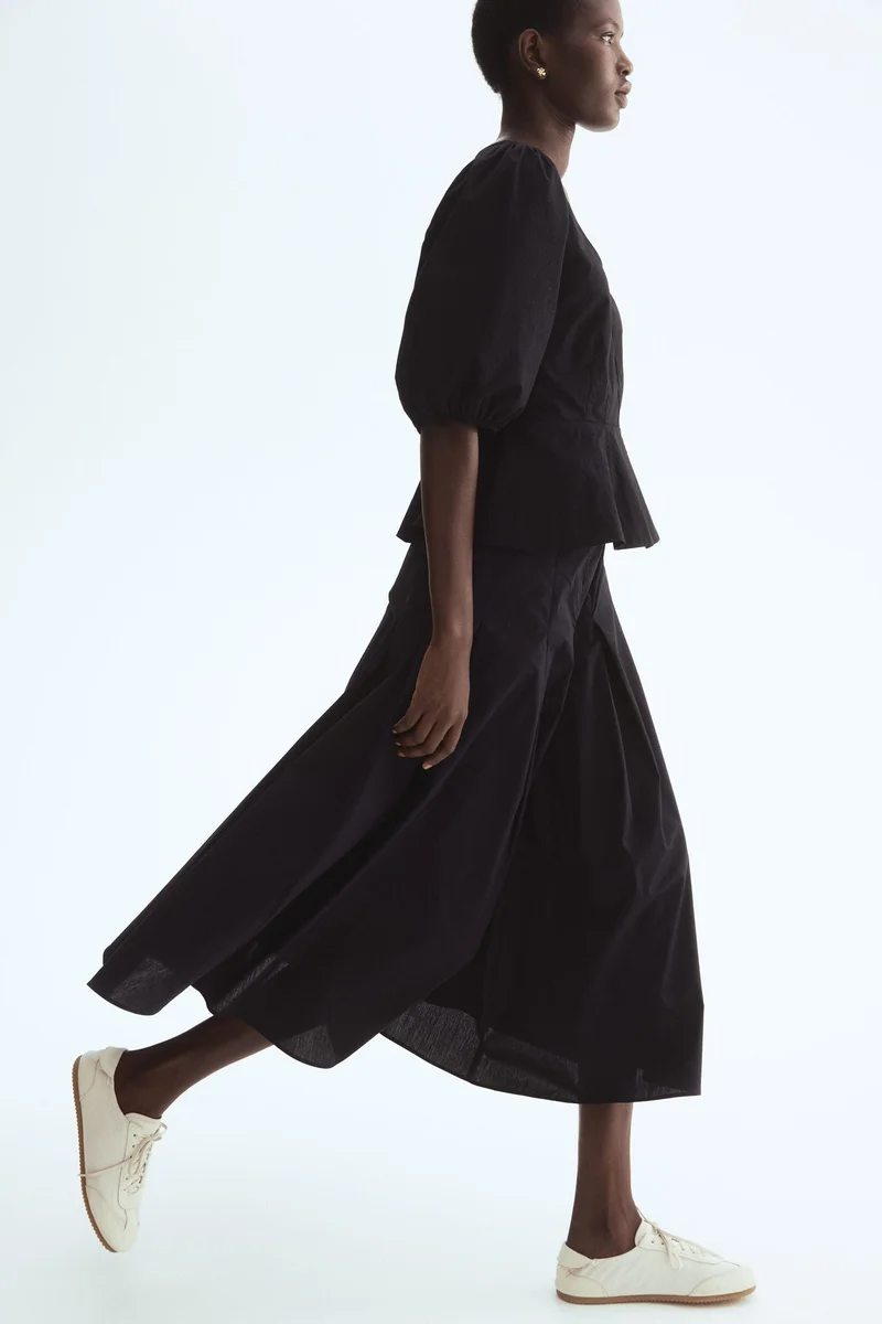 Circular poplin skirt