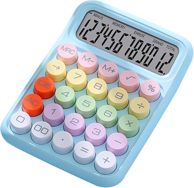 Sky Blue Mechanical Keyboard Calculator with Numeric Keypad and Scientific Functions for Home School Office - Image 1