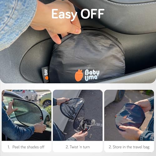 Baby Uma Car Window Shades (2 Pack) - 15.4″ x 25.8″, UPF 50+ Car Window Covers, 99% UVB + 94% UVA Protection, Static Cling Sun Shade with Travel Bag (Large) - Image 5