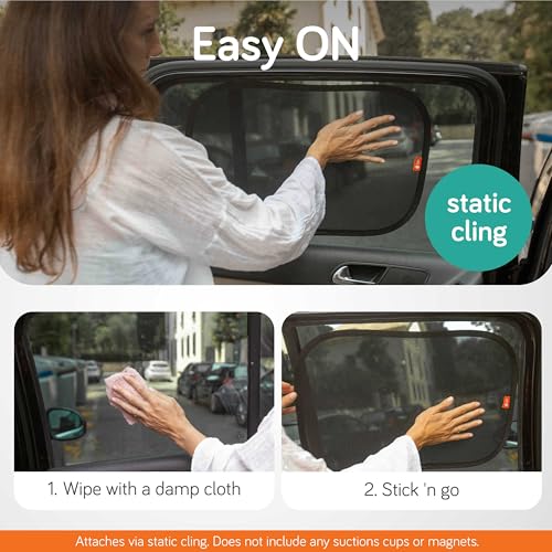 Baby Uma Car Window Shades (2 Pack) - 15.4″ x 25.8″, UPF 50+ Car Window Covers, 99% UVB + 94% UVA Protection, Static Cling Sun Shade with Travel Bag (Large) - Image 4
