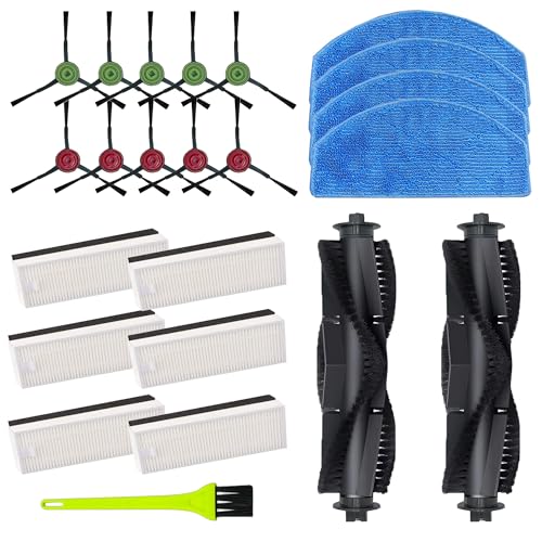 Avaenzo Replacement Parts for Tikom G8000,for Tikom G8000 Pro, for HONITURE G20 Robot Vacuum Cleaner Spare Parts Accessories, 2 Main Roller Brush, 10 Side Brushes, 6 Hepa Filters, 4 Mop Pads - Image 1