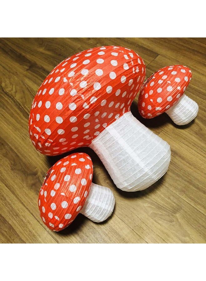 Lotus Mann 3Pcs Large Mushroom Paper Lanterns for Jungle Wonderland Themed Birthday Party Decor 3D Mushroom Ornament for Baby Shower Wedding - Image 5
