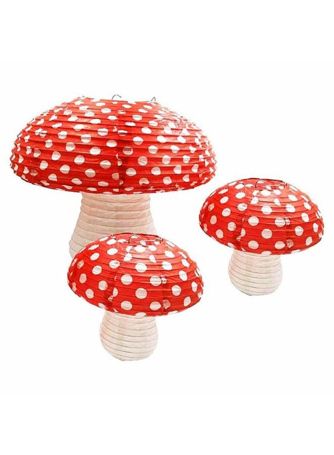 Lotus Mann 3Pcs Large Mushroom Paper Lanterns for Jungle Wonderland Themed Birthday Party Decor 3D Mushroom Ornament for Baby Shower Wedding - Image 1