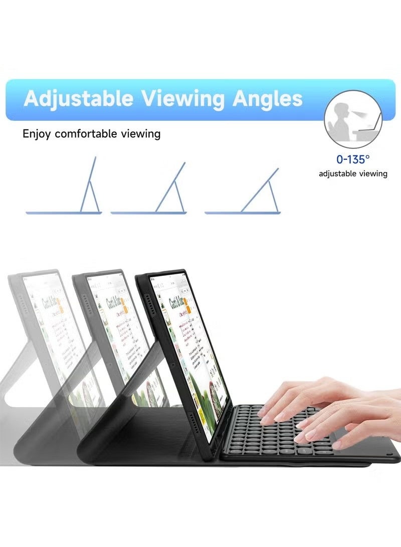 Beauenty Compatible with Samsung Galaxy Tab S7Plus/S7FE/S8Plus/S9Plus/S9FEplus 12.4-inch Universal Keyboard Case, Magnetic Detachable Wireless Arabic Keyboard with Pen Slot Protective Cover-Black - Image 3