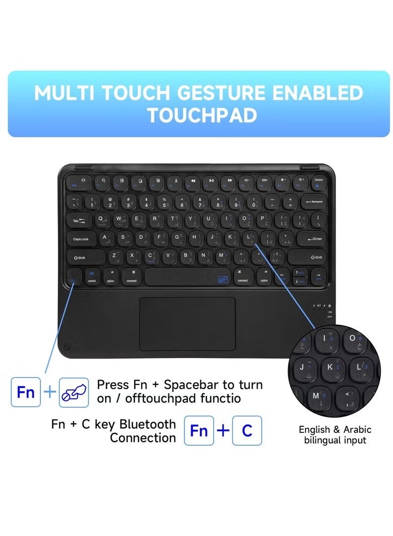 Beauenty Compatible with Samsung Galaxy Tab S7Plus/S7FE/S8Plus/S9Plus/S9FEplus 12.4-inch Universal Keyboard Case, Magnetic Detachable Wireless Arabic Keyboard with Pen Slot Protective Cover-Black - Image 2