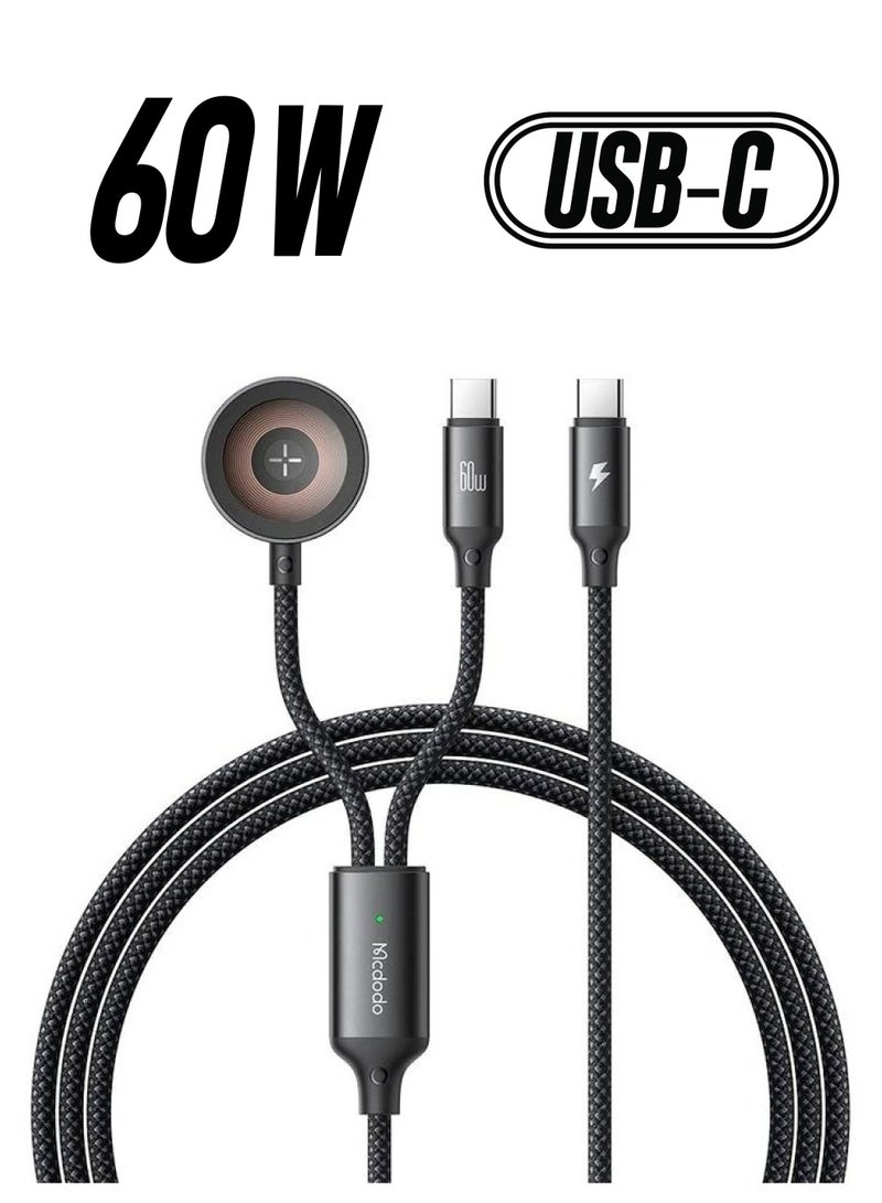 Mcdodo CA-2200 2in-1 USB-C cable + Apple Watch Charger 60W 1.2m - Image 1