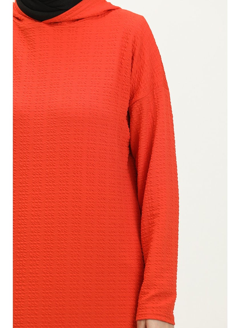 Sefa Merve Hooded Seasonal Tunic 8666-01 Coral  - Image 3