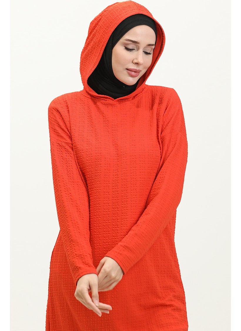 Sefa Merve Hooded Seasonal Tunic 8666-01 Coral  - Image 2