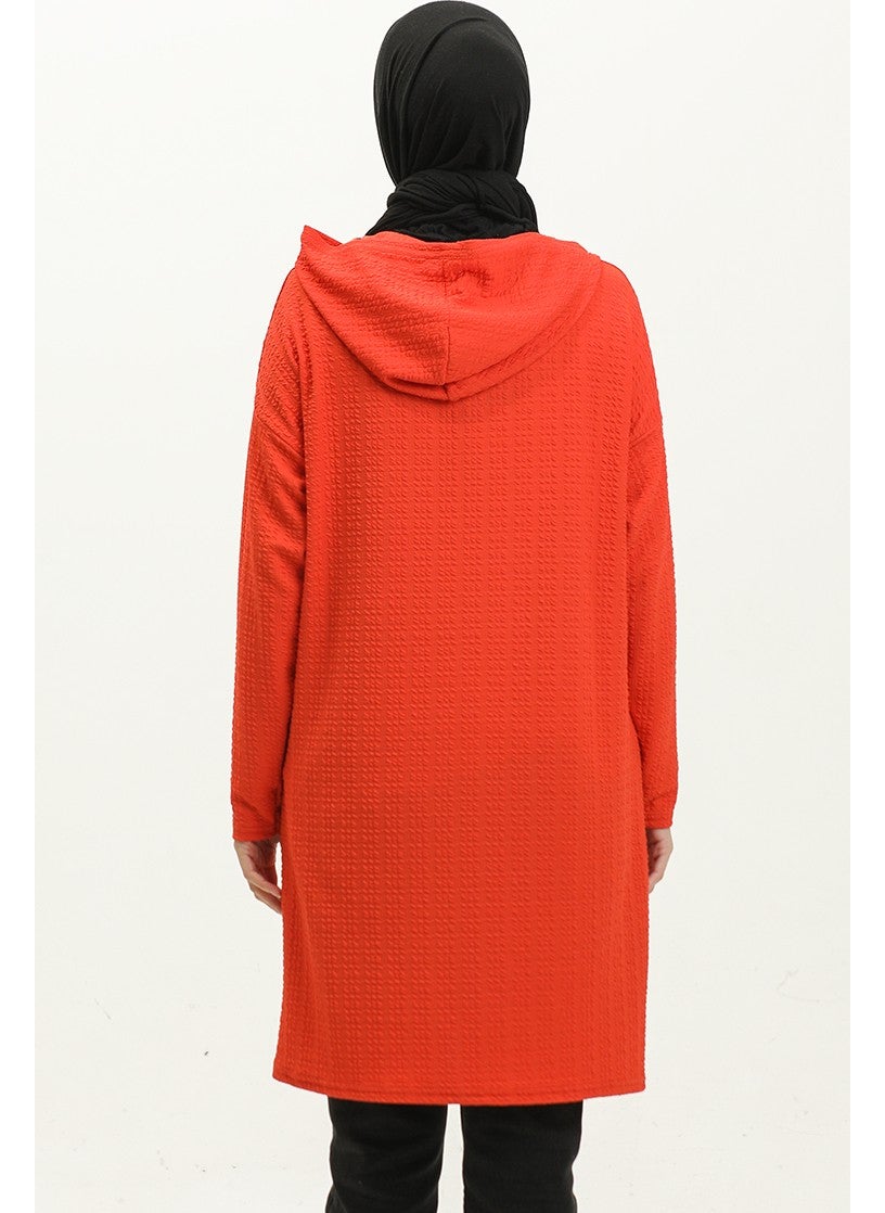 Sefa Merve Hooded Seasonal Tunic 8666-01 Coral  - Image 4
