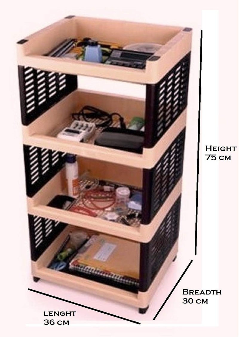 aakar - Viva 4 Compartments Plastic Rack for Office, Kitchen and General Use Plastic Wall Shelf (Number of Shelves - 4, Multicolor) - Image 2