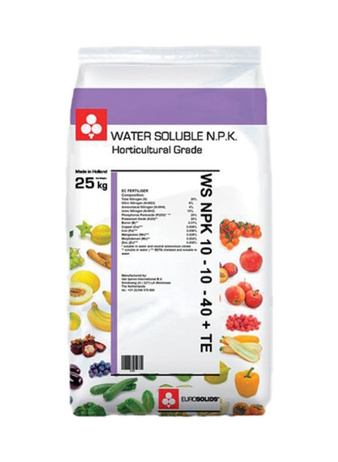 Eurosolids WS NPK 10-10-40+TE Water Soluble Fertilizer 25kg – High Potassium for Fruits & Vegetables