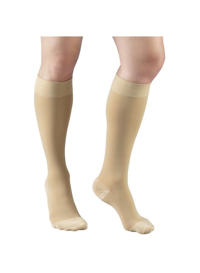 Truform جوارب ضغط 20-30 مم زئبقي للرجال والنساء، بطول يصل إلى الركبة، أصابع مغلقة، بيج، متوسط - Image 4