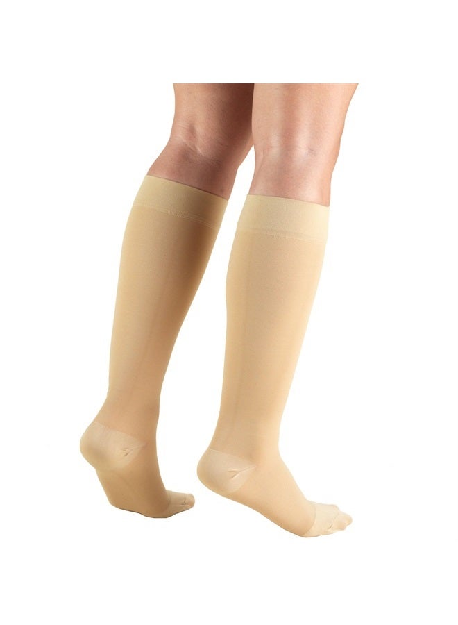 Truform جوارب ضغط 20-30 مم زئبقي للرجال والنساء، بطول يصل إلى الركبة، أصابع مغلقة، بيج، متوسط - Image 3