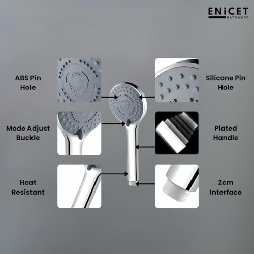 ENICET Brass Wall Mixer With 5 Function Hand Shower, Telphonic Wall Mixer for Bathroom, 1.5 Meter Tube, Chrome Finish, Mixer Tap For Bathroom (FE123HS) - Image 3