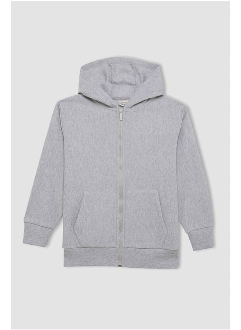 Boy Knitted Regular Fit Zipper Long Sleeve Cardigan