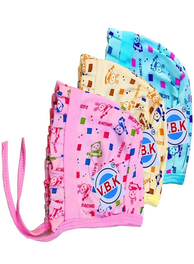V.B.K طقم قبعة/غطاء رأس للأطفال الرضع من VBK®، للأولاد والبنات، عبوة من 3 قطع، مصنوع من قماش ناعم كالجوارب (3-6 أشهر) (3 أشهر - 6 أشهر) (0 أشهر - 3 أشهر) (0 أشهر - 3 أشهر) متعدد الألوان - Image 1