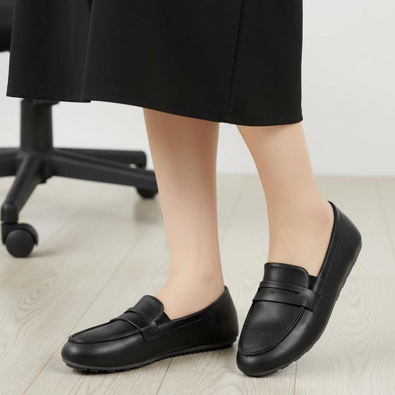 Ecetana Womens Loafers Slip On Shoes Comfortable Casual Penny Loafer Dressy Work Flats Moccasins for Business Driving Black - Image 5