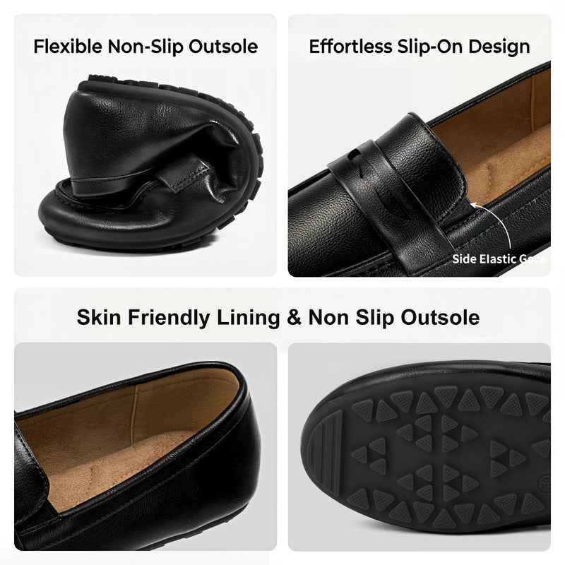 Ecetana Womens Loafers Slip On Shoes Comfortable Casual Penny Loafer Dressy Work Flats Moccasins for Business Driving Black - Image 4