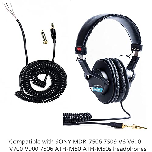 Koffmon ATH-M50 Replacement Extension Cord Spring Relief Coiled Audio Cable Compatible with Sony MDR-7506 MDR-V6 MDR-V600 MDR-V700 MDR-V900 and Audio Technica ATH-M50 ATH-M50s Headphones (Black) - Image 3