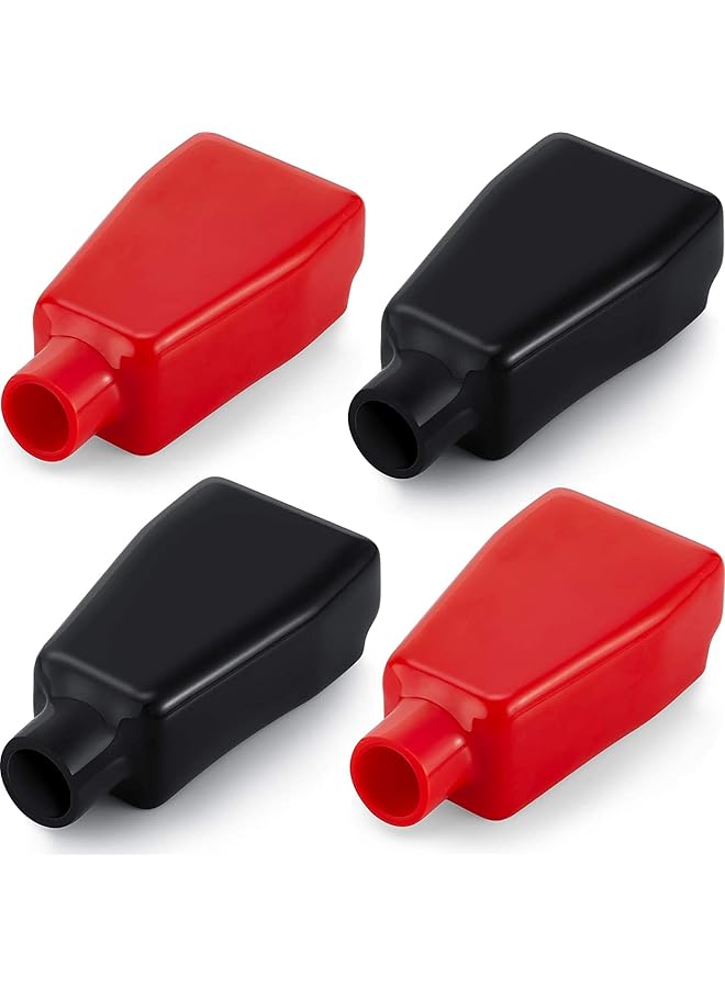 SYOSI Battery Terminal Covers Battery Terminal Insulating Protector Sleeves Positive And Negative Cable Covers In Red And Black For Boat Cars (4 Pcs) - Image 1