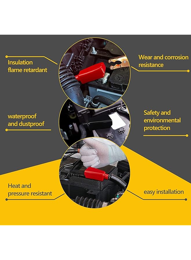 SYOSI Battery Terminal Covers Battery Terminal Insulating Protector Sleeves Positive And Negative Cable Covers In Red And Black For Boat Cars (4 Pcs) - Image 3