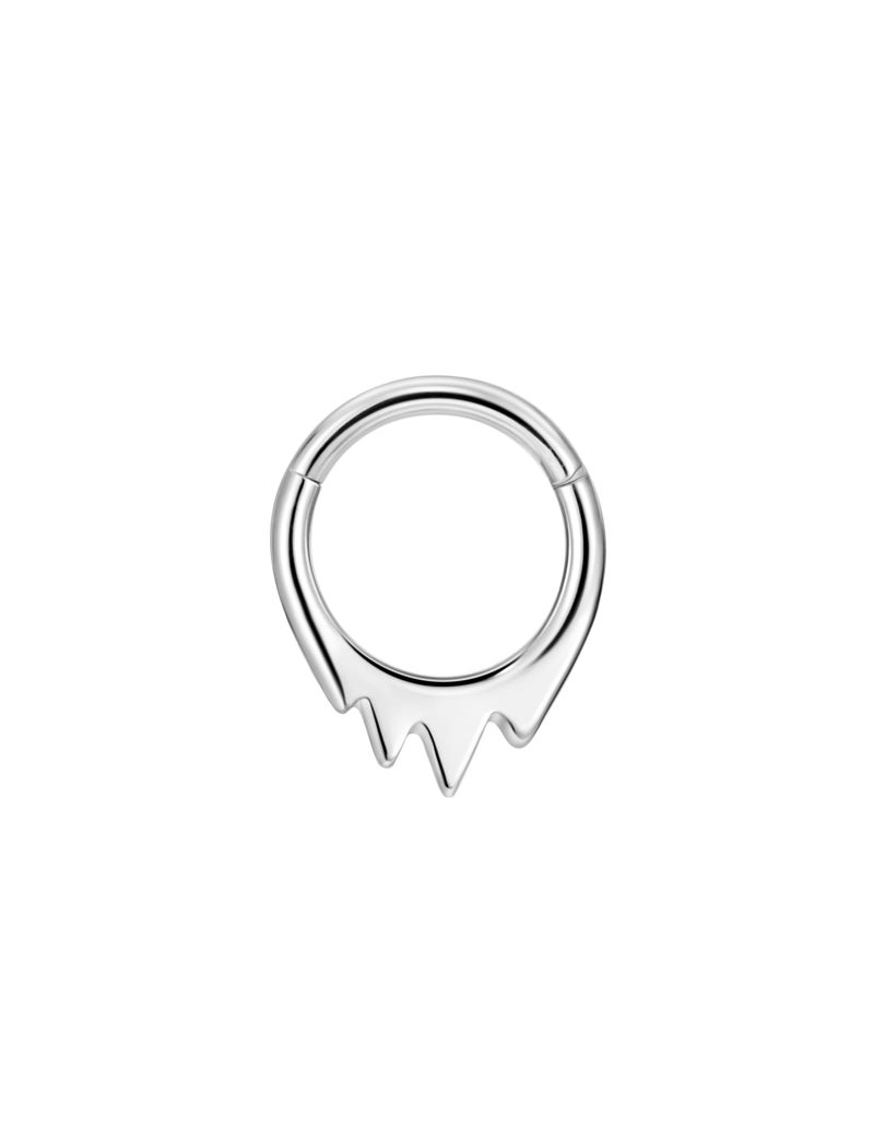 FANSING 316L Surgical Steel Flame Piercing Rings for Septum Piercing for Womens Hinged Teardrop Septum Jewelry 16g 8mm - Image 1