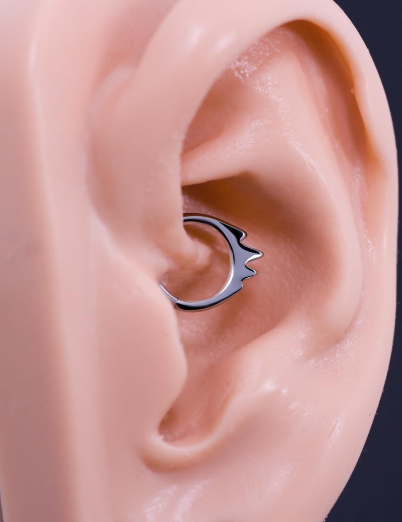 FANSING 316L Surgical Steel Flame Piercing Rings for Septum Piercing for Womens Hinged Teardrop Septum Jewelry 16g 8mm - Image 5
