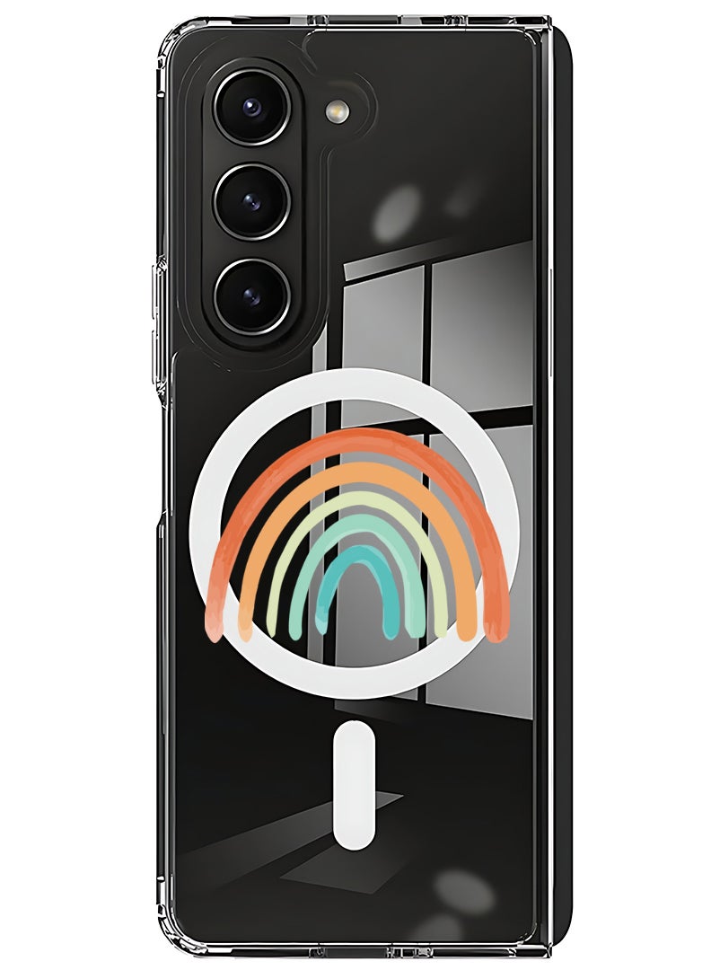 Theodor Magnetic Case for Samsung Galaxy Z Fold 5 Compatible with MagSafe Wireless Charging, Shockproof Phone Bumper Cover Rainbow - Image 1