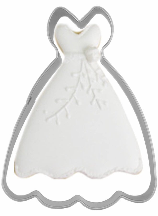 Comais Large Size Dress Shaped Cookie Cutter, Stainless Steel Strapless Princess Dress Wedding Dress Cookie Cutter, 4.3 Inches - Image 1