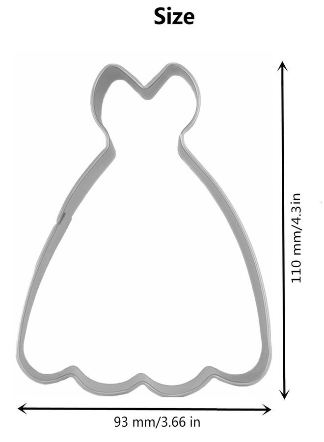 Comais Large Size Dress Shaped Cookie Cutter, Stainless Steel Strapless Princess Dress Wedding Dress Cookie Cutter, 4.3 Inches - Image 3