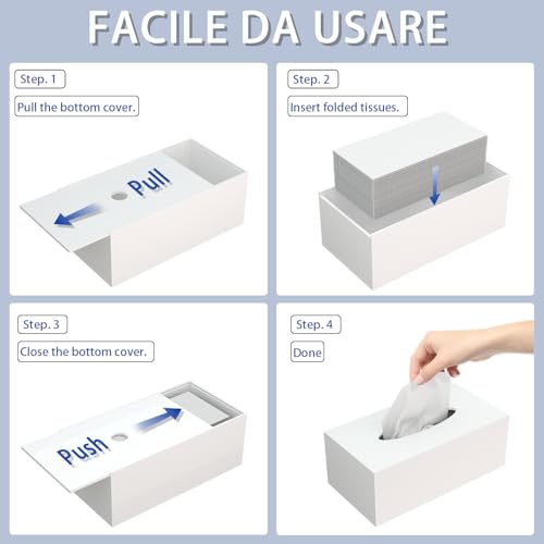 PITBVO Acrylic Tissue Box Cover Rectangle, PITBVO White Tissue Box Holder, Facial Napkin Dispenser for Bathroom Kitchen Bedroom Office Hotel Use Shiny White - Image 3