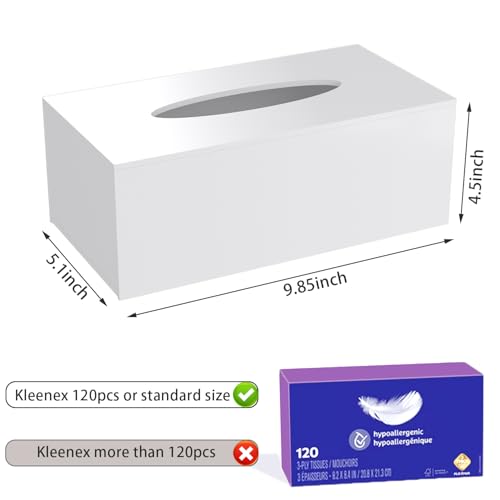 PITBVO Acrylic Tissue Box Cover Rectangle, PITBVO White Tissue Box Holder, Facial Napkin Dispenser for Bathroom Kitchen Bedroom Office Hotel Use Shiny White - Image 2