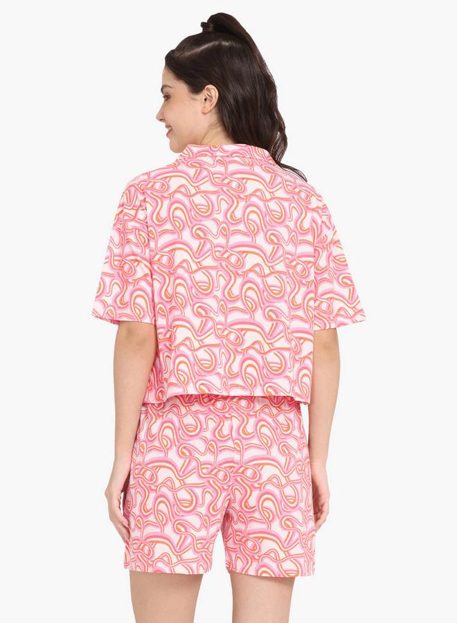 Zivame All-Over Print Notch Collar Shirt and Shorts Set - Image 3