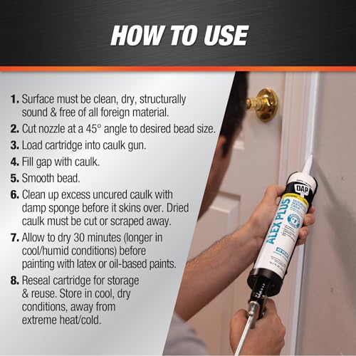 DAP Alex Plus Acrylic Latex Caulk, White, 10.1 Oz (7079818152) - Image 3