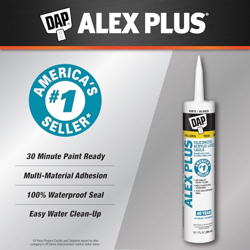 DAP Alex Plus Acrylic Latex Caulk, White, 10.1 Oz (7079818152) - Image 2