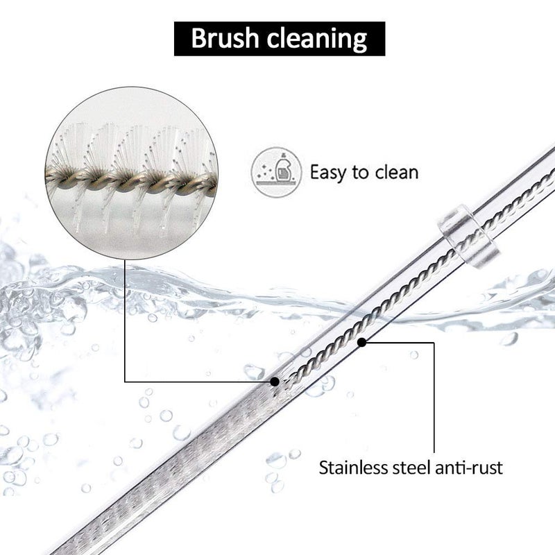ZYTC Reusable Drinking Straws Long Clear Plastic Straws for 20 OZ & 30 OZ Yeti Ozark Trail Tumblers Set of 8 with Cleaning Brushes (Plastic Drinking straws-8pcs+2) - Image 4
