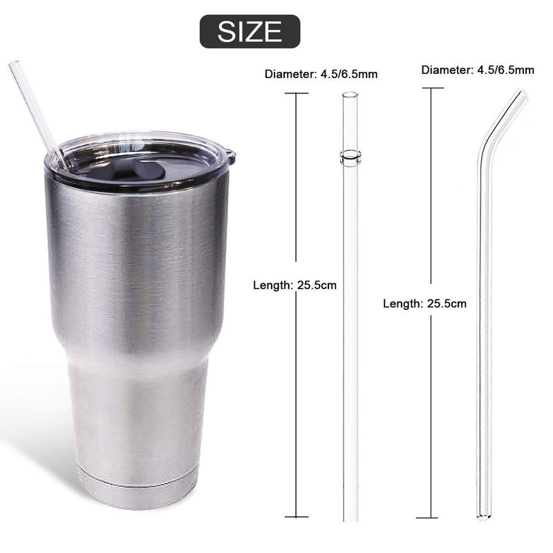 ZYTC Reusable Drinking Straws Long Clear Plastic Straws for 20 OZ & 30 OZ Yeti Ozark Trail Tumblers Set of 8 with Cleaning Brushes (Plastic Drinking straws-8pcs+2) - Image 2