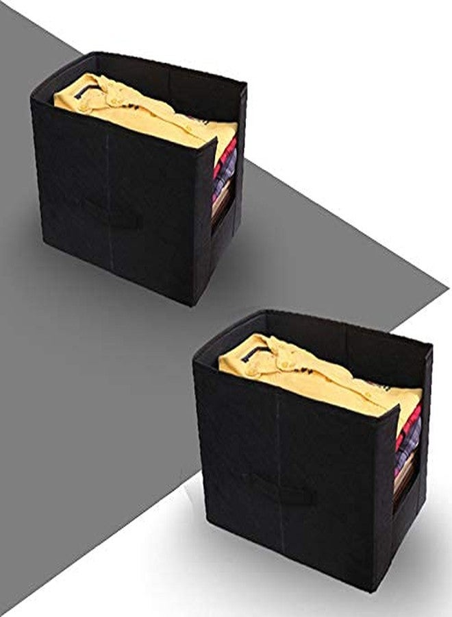 ABBASI | Non Woven Shirt Stacker Wardrobe Organizer Set | Black, Pack Of 2 - Image 1