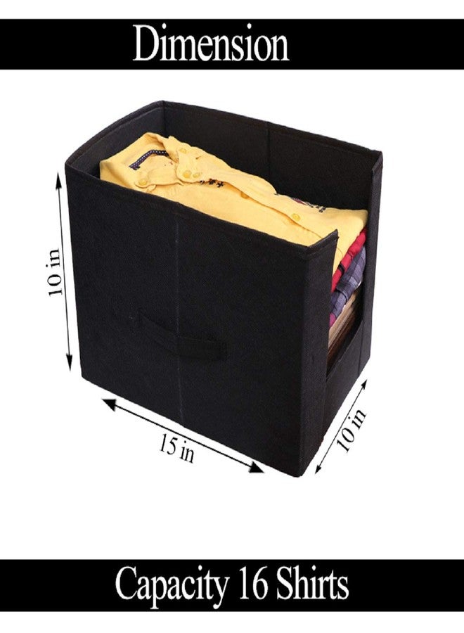 ABBASI | Non Woven Shirt Stacker Wardrobe Organizer Set | Black, Pack Of 2 - Image 4