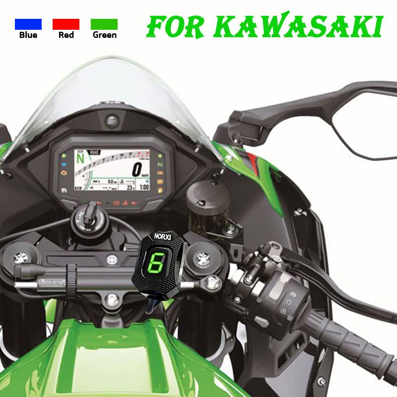 NORXI Motorcycle Gear Indicator for Kawasaki ER6N V650 Ninja 300 Z1000SX Moto 1-6 Gear Display ECU Plug LED Digital Display Waterproof(Blue with Holder) - Image 4