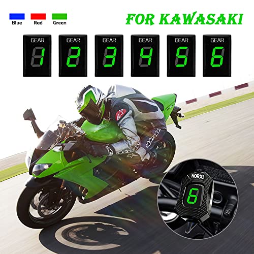NORXI Motorcycle Gear Indicator for Kawasaki ER6N V650 Ninja 300 Z1000SX Moto 1-6 Gear Display ECU Plug LED Digital Display Waterproof(Blue with Holder) - Image 3
