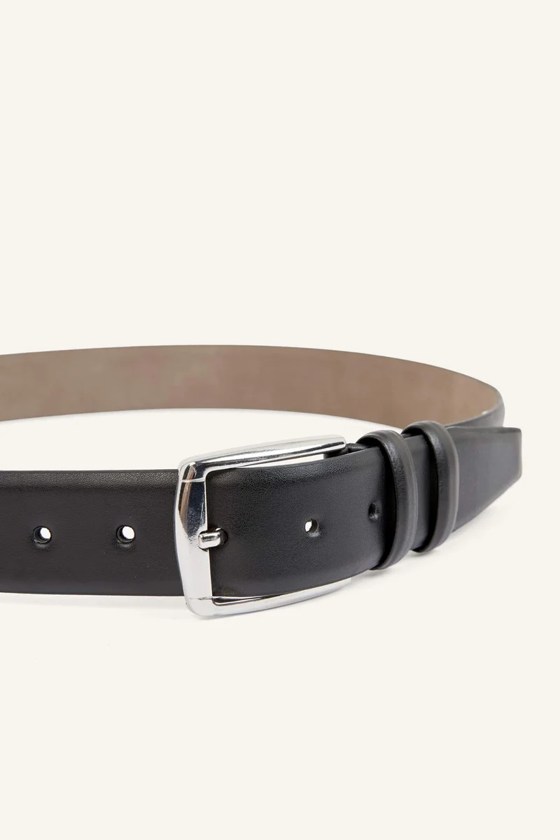 Defacto Man Rectangle Clasp Faux Leather Classic Belt